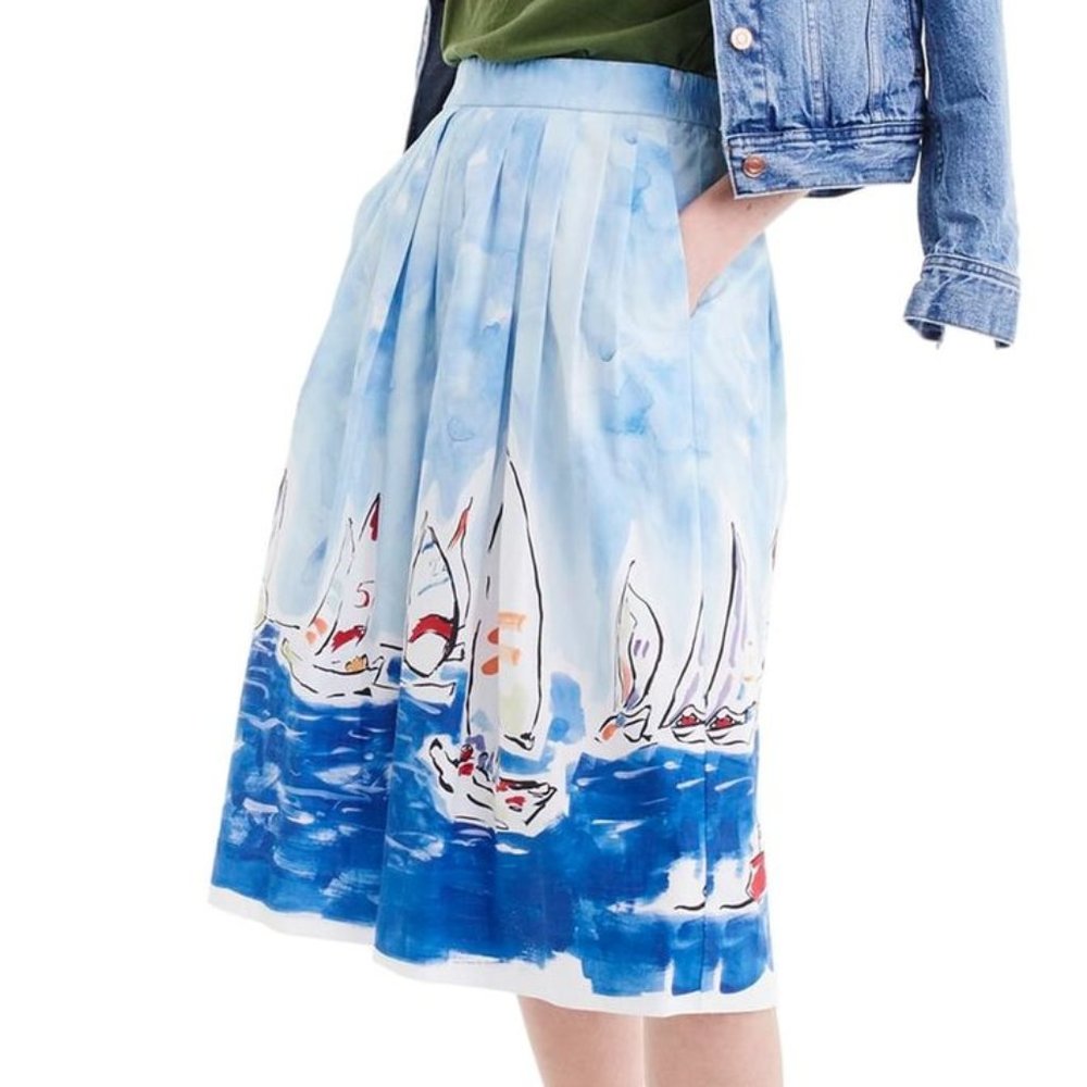 JCrew Painted Regata Midi Skirt Petite XXS
